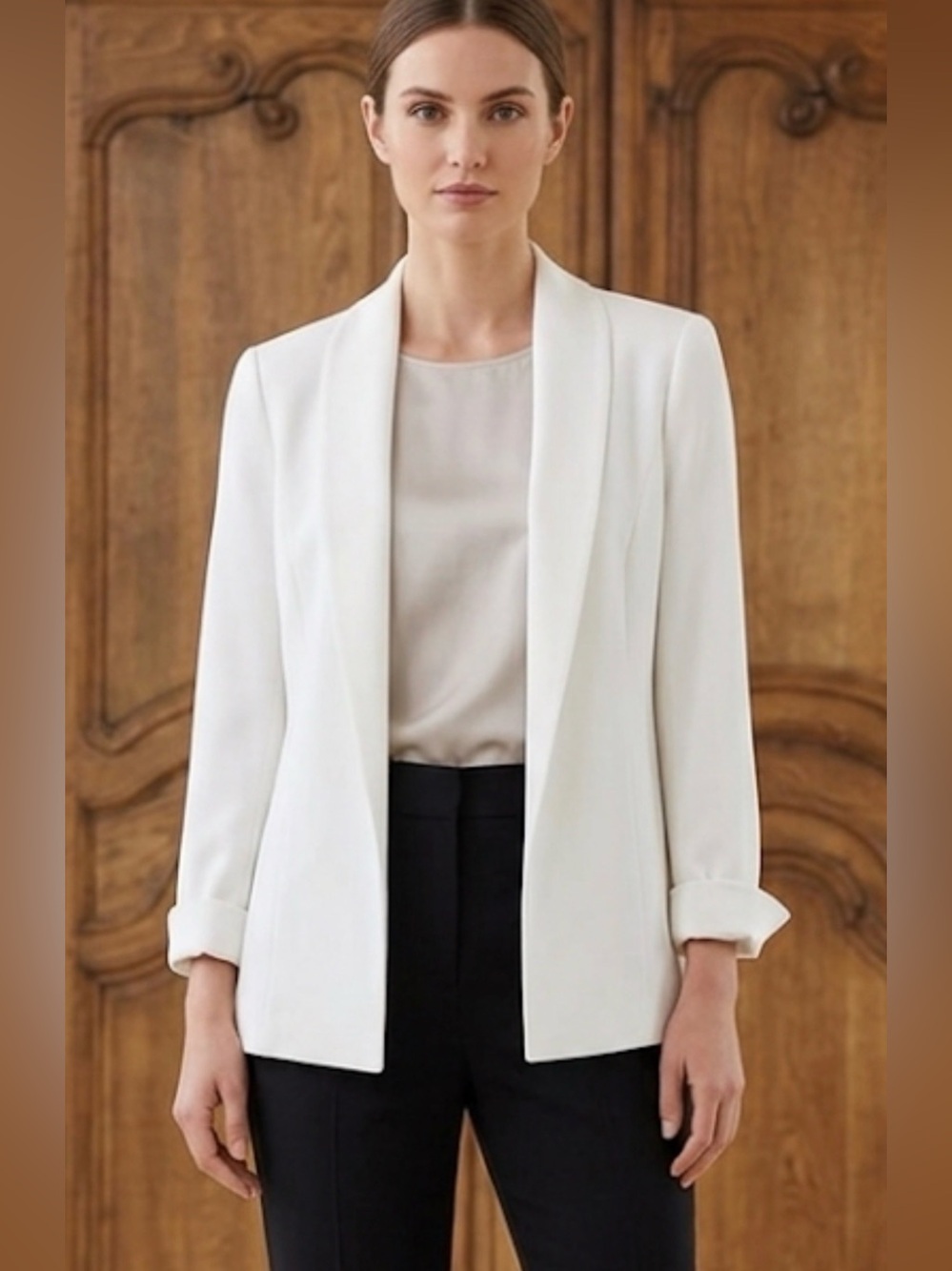 DD Collection Size 4P business casual blazer Y2K white preppy open blazer Y2K
